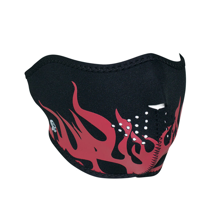 Half Mask Neoprene Red Flames: The ZAN Headgear Neoprene Half Face Mask features full coverage of the nose, chin, and cheeks