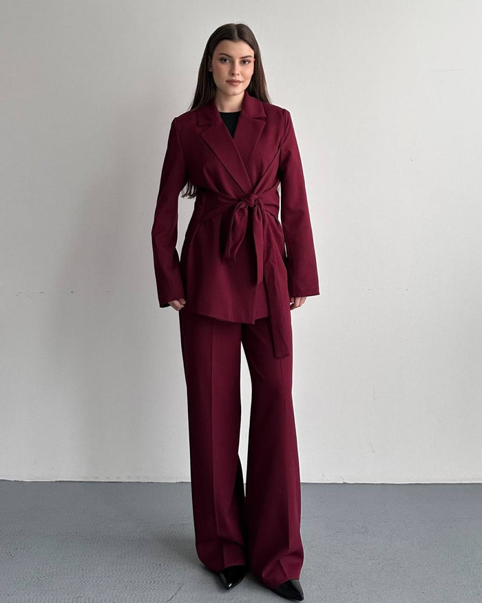 Hamida Belted Chic Styled Short Coat-2