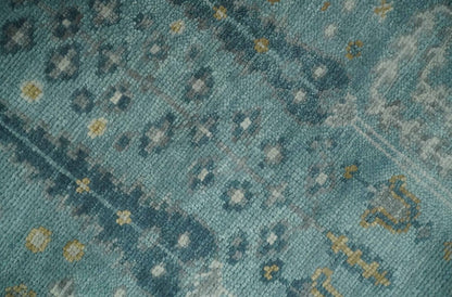 Hand Knotted Teal and Beige Multi Size Traditional Turkish Tree of Life Wool Rug