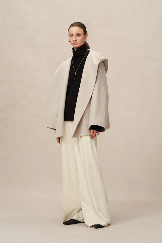 Handcrafted Hooded Cashmere Double-Face Coat