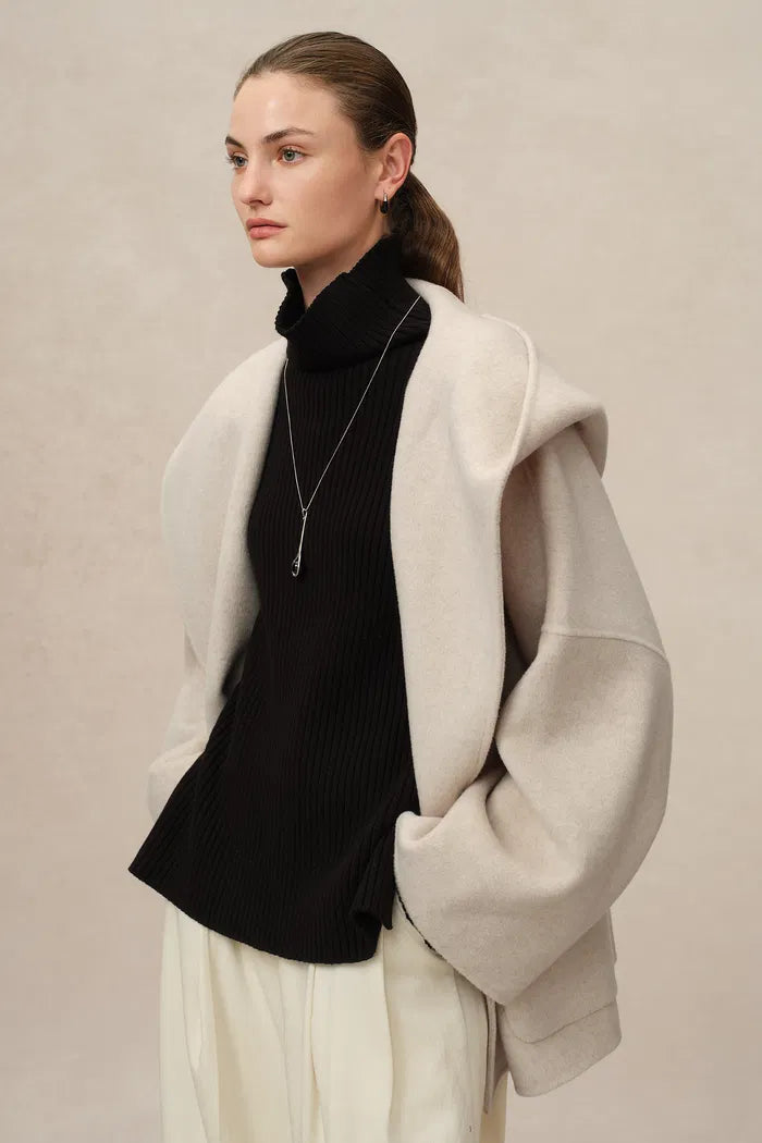 Handcrafted Hooded Cashmere Double-Face Coat