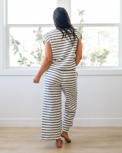 Harlow Striped Textured Knit Top - Navy Mine