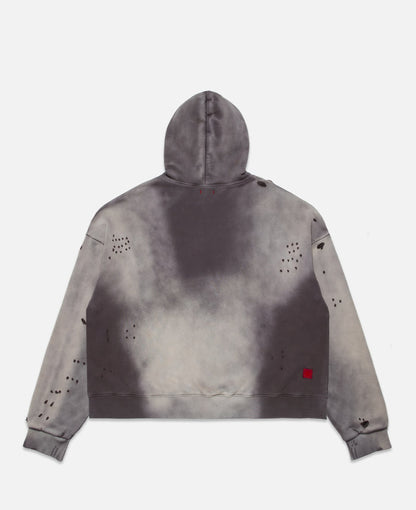 Heavy Washed Zip Up Hoodie (Black)