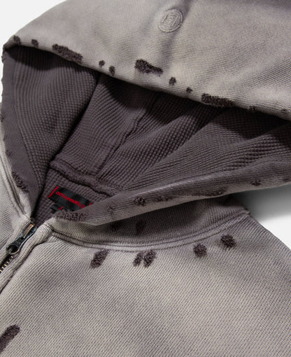 Heavy Washed Zip Up Hoodie (Black)