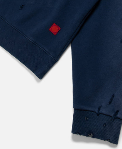 Heavy Washed Zip Up Hoodie (Blue)