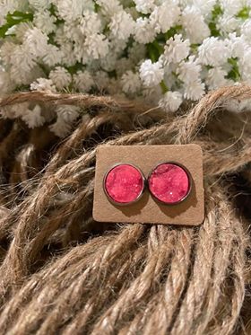 Hot Pink Druzy Stone Stud Earring