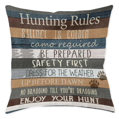 Hunting Rules Indoor Woven Decorative Pillow