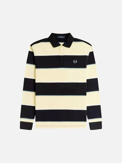 FRED PERRY Hw Jersey Striped Polo Shirt - Yellow/Navy - Polos T-SHIRT