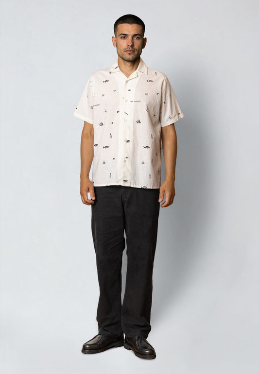 Fat Moose ICON COTTON/LINEN S/S SHIRT Skjorte S/S Ecru