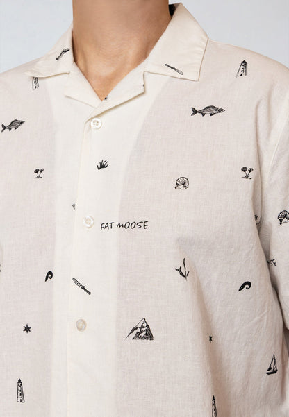 Fat Moose ICON COTTON/LINEN S/S SHIRT Skjorte S/S Ecru