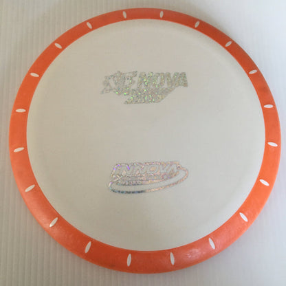 White/Orange Rim/Silver Holo Sparkle Stamp / 175 grams