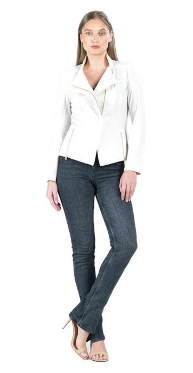 Ivory Lightweight Vegan Leather Jacket Jackets 0-6