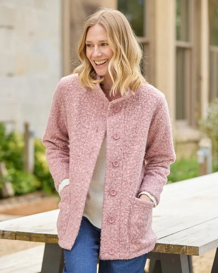 Judith Button Through Fleece Jacket - Rose