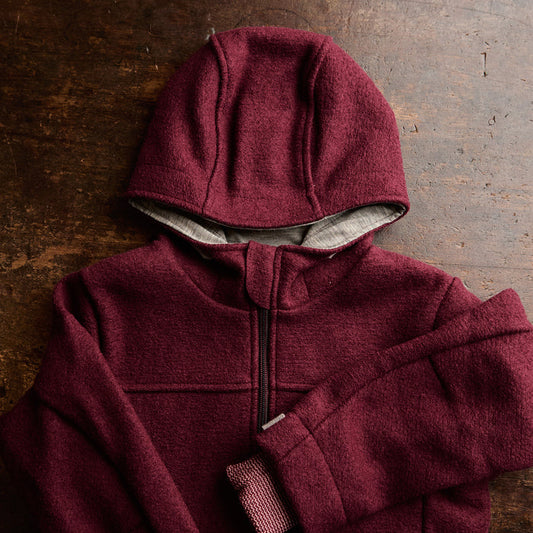 Kids Boiled Merino Wool Outdoor Jacket - Cassis