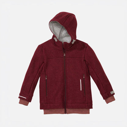 Kids Boiled Merino Wool Outdoor Jacket - Cassis