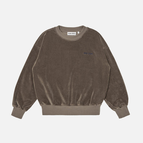 Kids Cotton Velour Bubble Sweatshirt - Roast