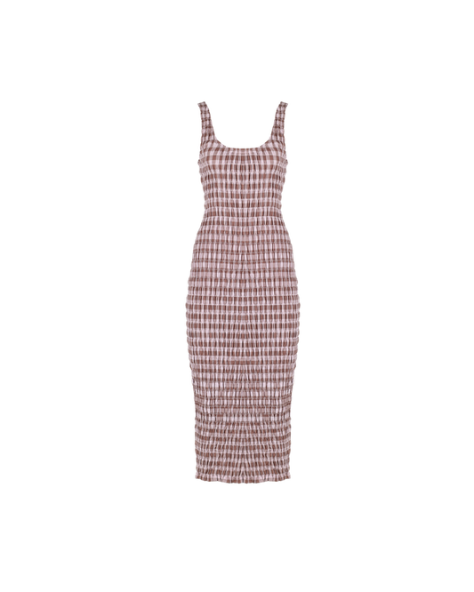 KLEIN GINGHAM MIDI DRESS LILAC GINGHAM