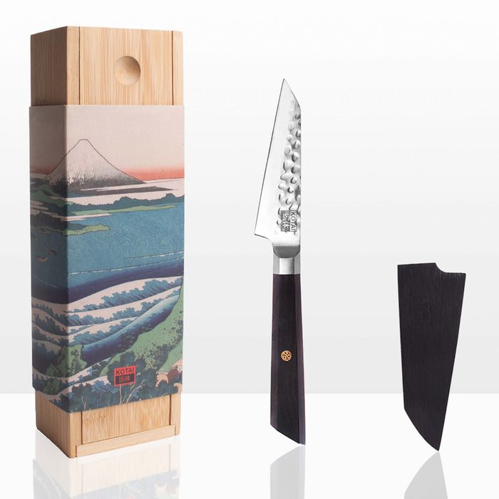 Kotai Stainless Steel Bunka Paring Knife with Ebony Wood Handle, 3.5-Inches