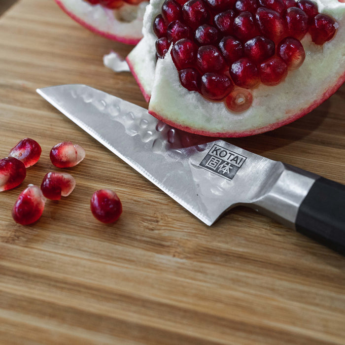 Kotai Stainless Steel Bunka Paring Knife with Ebony Wood Handle, 3.5-Inches
