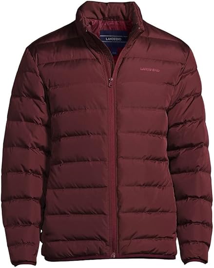 Lands' End Men's Puffer Down Jacket Rich Burgundy