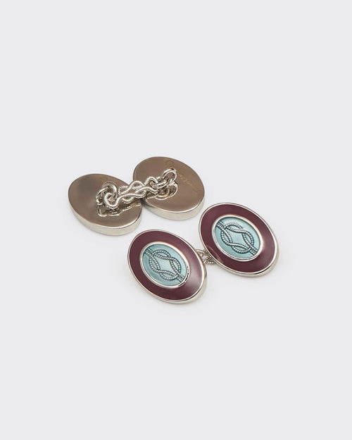 Langdon Cufflink Sterling Silver Oval Enamel