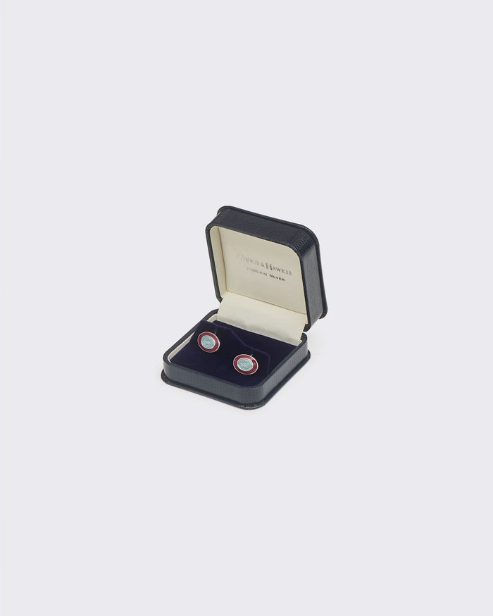 Langdon Cufflink Sterling Silver Oval Enamel