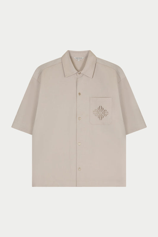 LASER CUT EMBLEM SHIRT - STONE