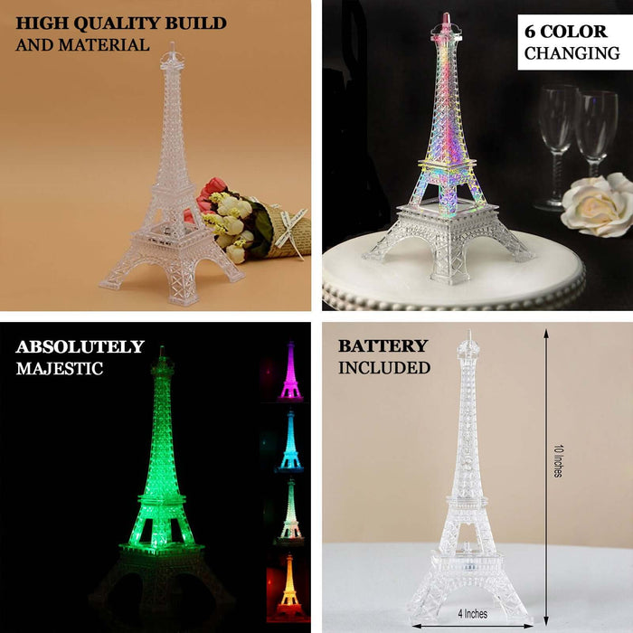 Color-changing Eiffel Tower figurine with high-quality build and battery included.