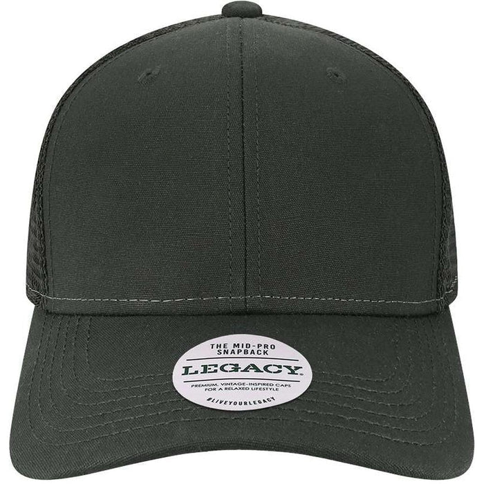 LEGACY Mid-Pro Snapback Trucker Cap-Apparel-LEGACY-Black/ Black-Adjustable-Thread Logic