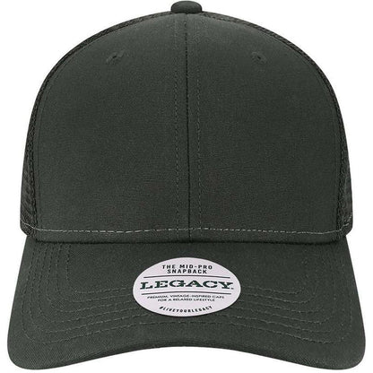 LEGACY Mid-Pro Snapback Trucker Cap-Apparel-LEGACY-Black/ Black-Adjustable-Thread Logic