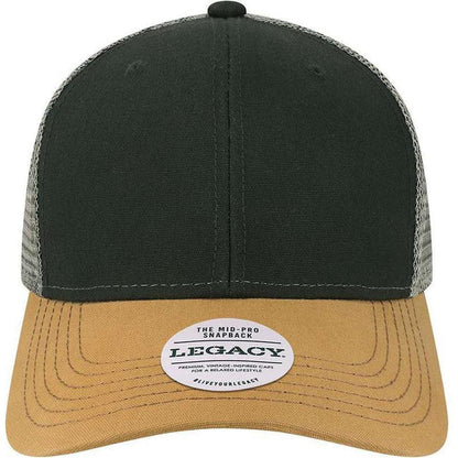 LEGACY Mid-Pro Snapback Trucker Cap-Apparel-LEGACY-Black/ Caramel/ Dark Grey-Adjustable-Thread Logic