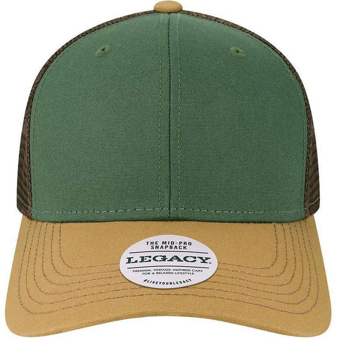 LEGACY Mid-Pro Snapback Trucker Cap-Apparel-LEGACY-Dark Green/ Camel/ Brown-Adjustable-Thread Logic