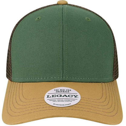 LEGACY Mid-Pro Snapback Trucker Cap-Apparel-LEGACY-Dark Green/ Camel/ Brown-Adjustable-Thread Logic