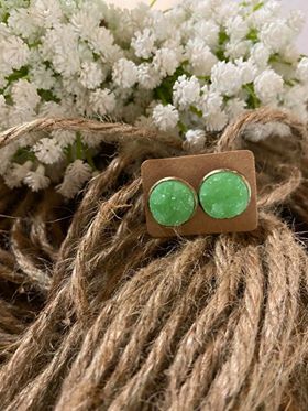 Light Green Druzy Stone Stud Earring
