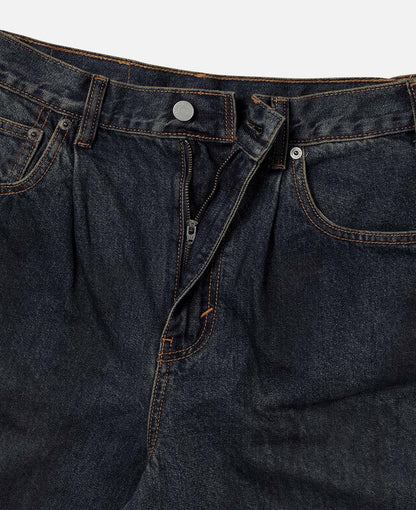 Loose Denim Shorts (Navy)