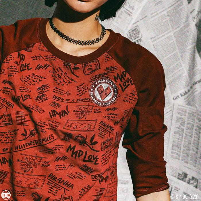 Mad Love Women's Raglan Tee - Heroes & Villains-DC Comics-Raglan