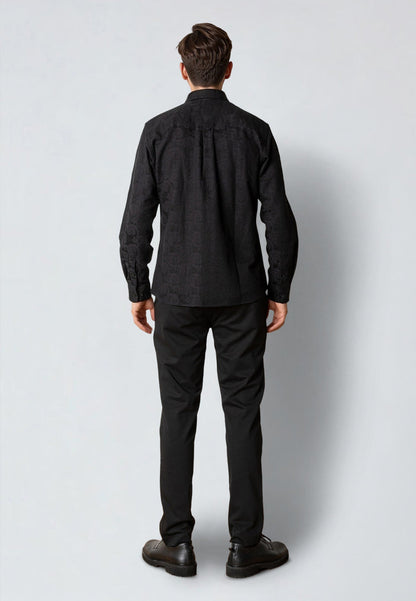 Clean Cut Copenhagen MALVIN JAQUARD SHIRT Skjorte L/S Sort