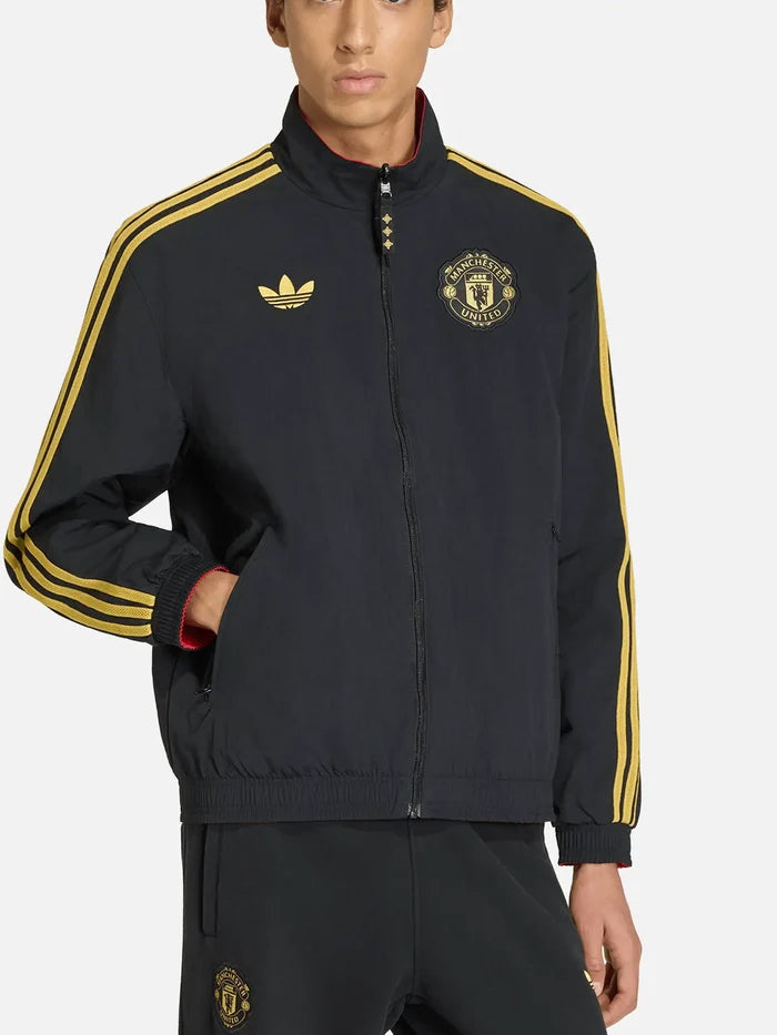 ADIDAS ORIGINALS Manchester United Cultural Story Reversible Jacket - Black/Better Scarlet - Track Jackets EŞOFMAN ÜSTÜ