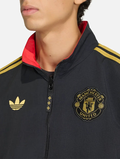 ADIDAS ORIGINALS Manchester United Cultural Story Reversible Jacket - Black/Better Scarlet - Track Jackets EŞOFMAN ÜSTÜ