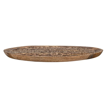 Mango Wood Tray w/ Laser Etched Botanicals, Natural