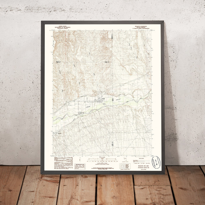 Map of Mesquite, Nevada by USGS, 1985 – Virgin River Valley & Lincoln County