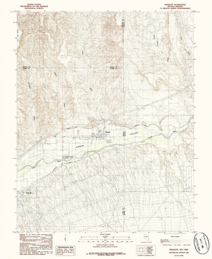 Map of Mesquite, Nevada by USGS, 1985 – Virgin River Valley & Lincoln County