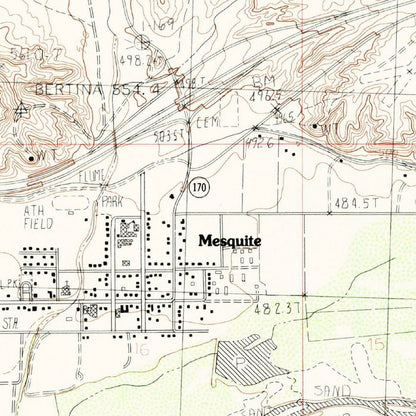 Map of Mesquite, Nevada by USGS, 1985 – Virgin River Valley & Lincoln County