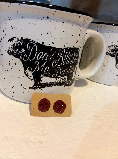 Maroon Druzy Stone Stud Earring