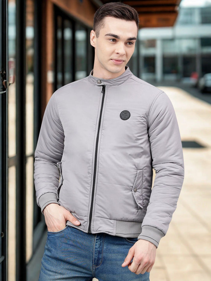 Men Grey Regular Fit Reversible Jacket