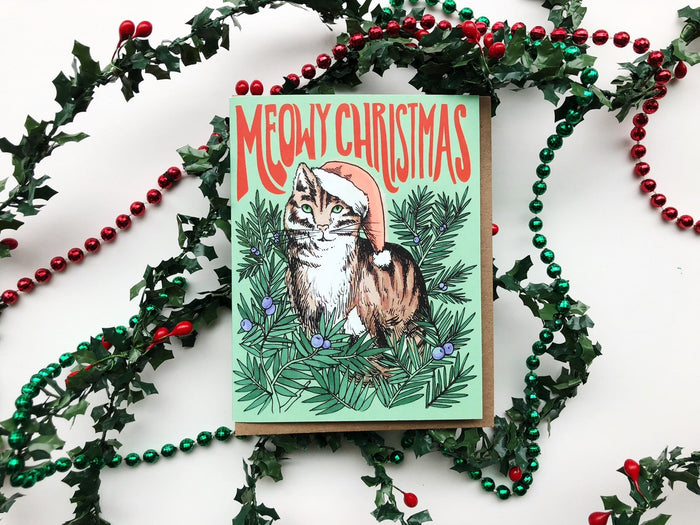 Meowy Christmas- Greeting Card - 318 Art & Frame