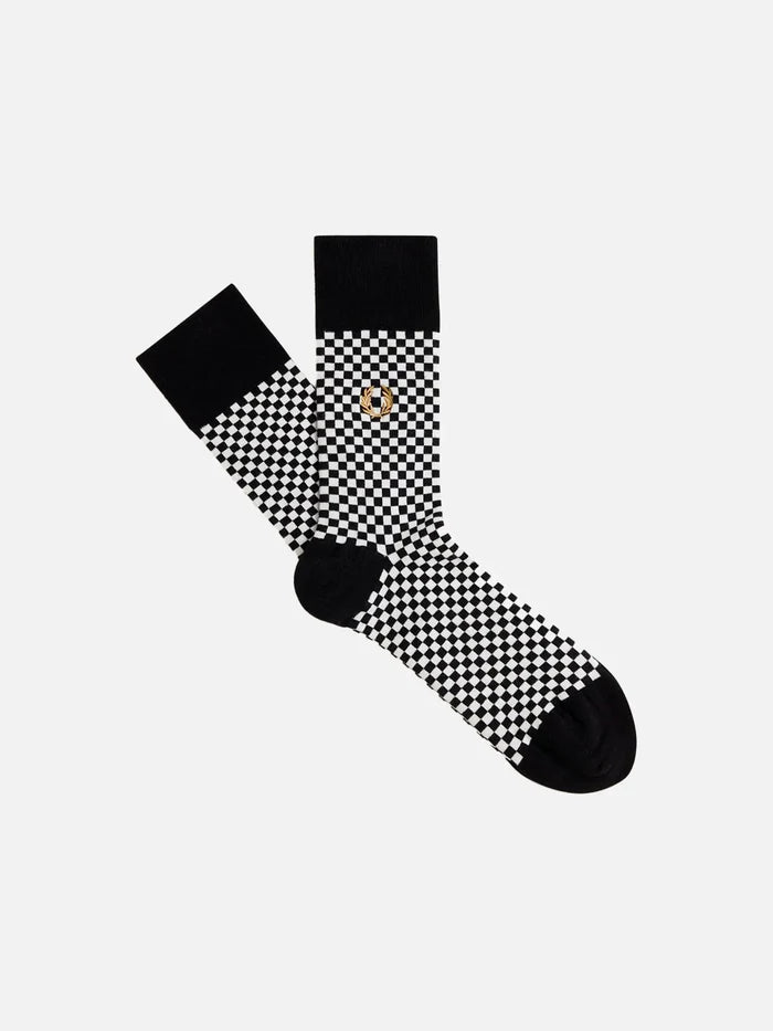 FRED PERRY Micro Chequerboard Sock - Black - Socks ÇORAP