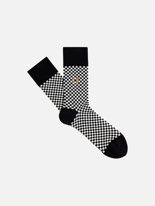 FRED PERRY Micro Chequerboard Sock - Black - Socks ÇORAP