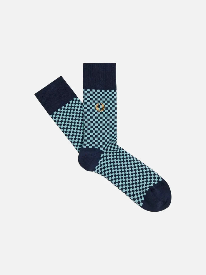 FRED PERRY Micro Chequerboard Sock - Dark Airforce - Crew Socks ÇORAP
