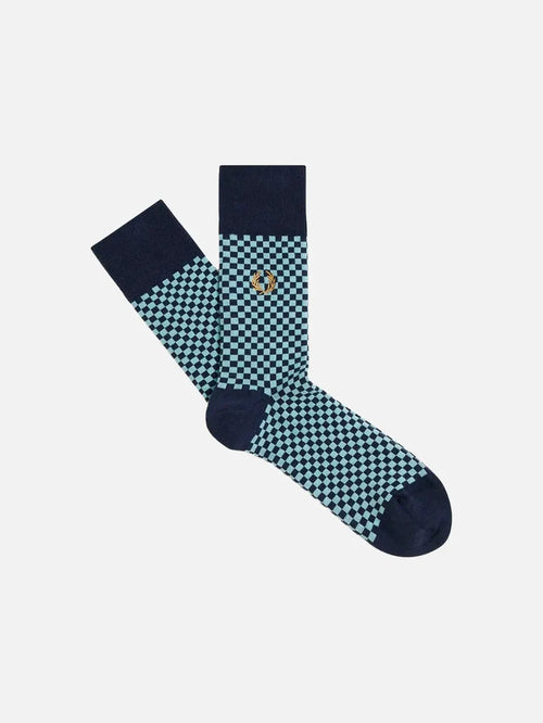 FRED PERRY Micro Chequerboard Sock - Dark Airforce - Crew Socks ÇORAP